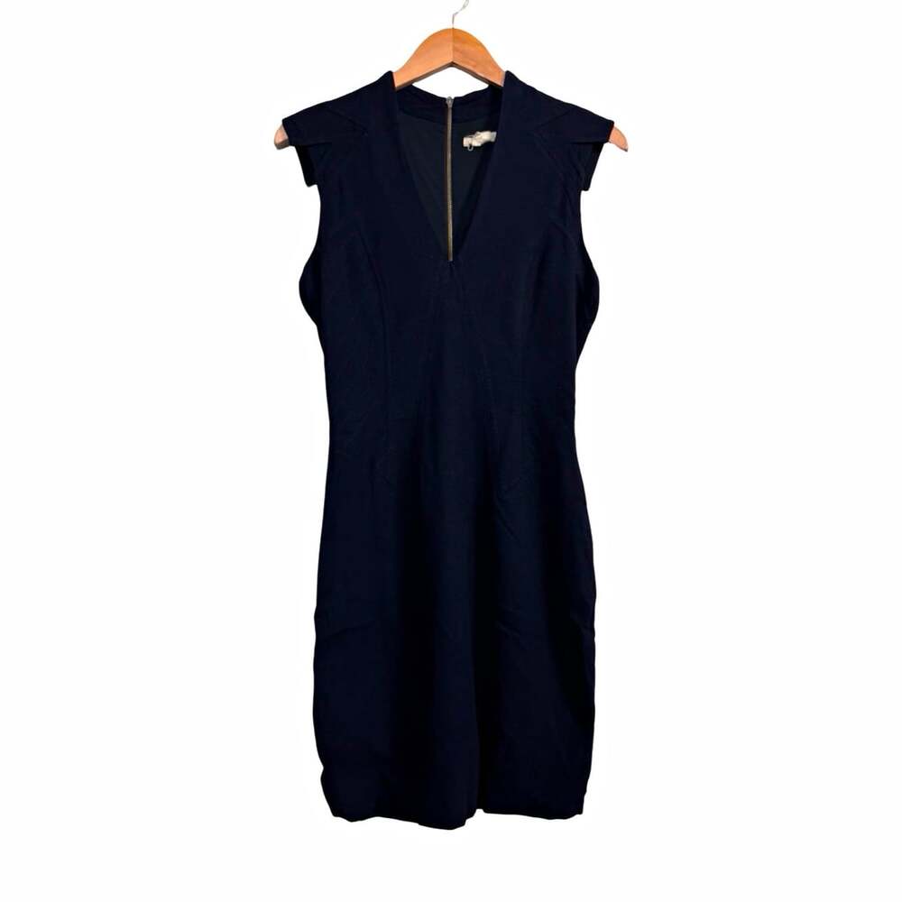 HELMUT LANG Black High Quality Designer V-Neck Sheath Zip Women’s Dress Size 4